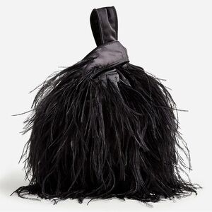 J.Crew Collection Santorini bag with feathers black NWT